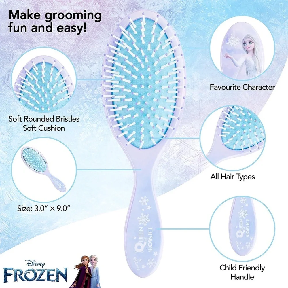 Frozen Princess Elsa Hair Brush For Girls Scrunchies & Detangling Brush 5 Pcs